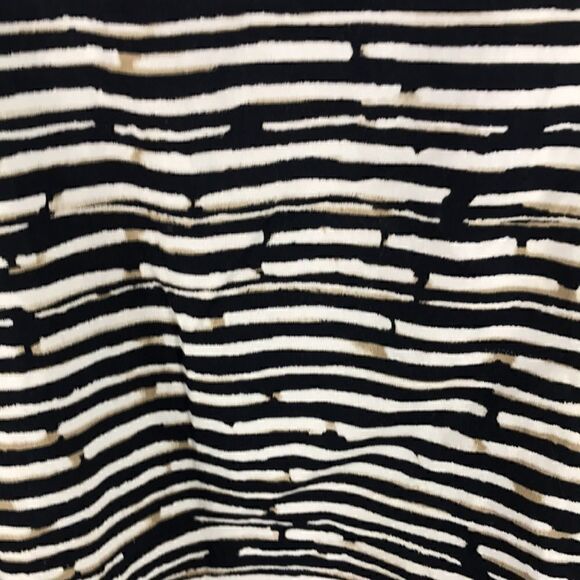 Vince Camuto Black cream tan Striped Full Pleated Skirt 10 EUC black hem lined - Picture 2 of 5